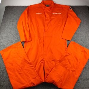 Bulwark Coveralls Mens 42-LN Excel FR Orange Flame Resistant Hi Vis EUC